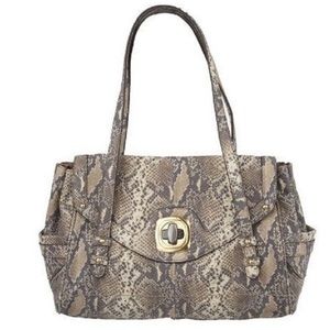 B. Makowsky 'Claudine' Large Satchel Leather Handbag Shoulder Bag Purse